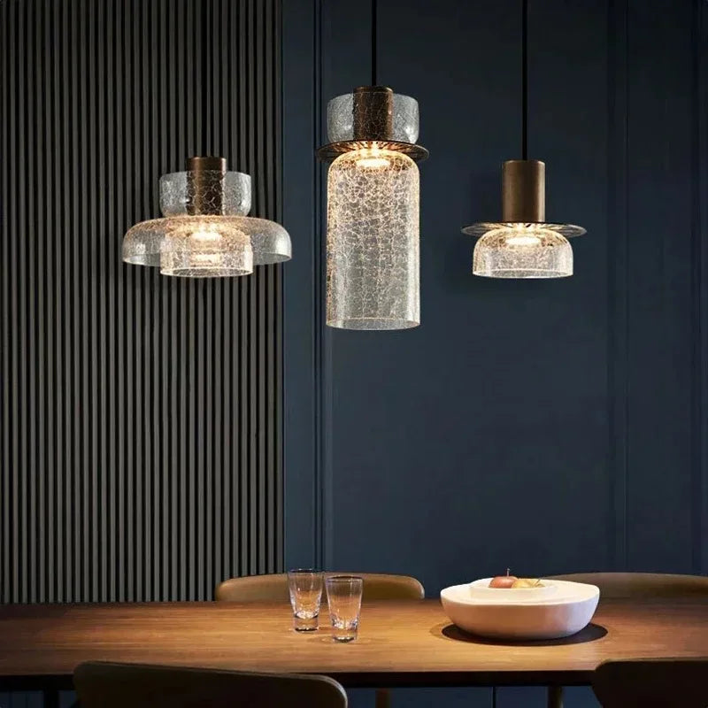 Axyaa Retro Glass Pendant Chandelier: Modern LED Lighting for Home, Cafe, Bar