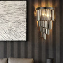 Axyaa Luxury Gold Smoky Gray Crystal Wall Sconce - Modern LED Bedside Light