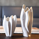 Axyaa Irregular Pleated Ceramic Vase - Home Decor Handicraft Floral Arrangement Accessory