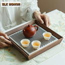 Axyaa Walnut Tea Tray Dual Purpose Drainage Holder for Tea Ceremony