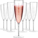 Axyaa 210ml Disposable Clear Plastic Champagne Flutes for Weddings & Parties