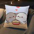 Axyaa Peach Cat Soft Cushion Cover 45x45 for Bed Sofa Home Decor