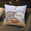 Axyaa Peach Cat Soft Cushion Cover 45x45 for Bed Sofa Home Decor