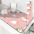 Axyaa Watercolor Polka Kitchen Drying Mat - Quick Dry Dish Draining Pad