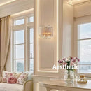 Axyaa Clear Grey Glass Wall Sconce - Modern Bedroom Lighting Fixtures