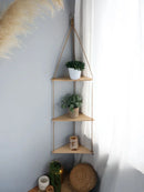 Axyaa Triangle Wooden Wall Shelf for Home Decor and Plant Display