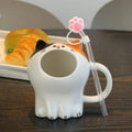 Axyaa Big Mouth Cat Ceramic Mug with Gift Box and Straw
