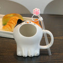 Axyaa Big Mouth Cat Ceramic Mug with Gift Box and Straw