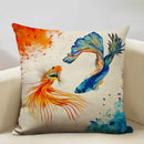 Axyaa Goldfish Linen Cushion Cover 45x45cm for Sofa, Living Room Decoration