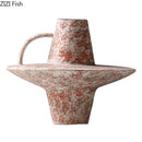 Axyaa Retro Ceramic Vase with Handle for Aesthetic Room Decor