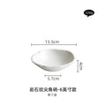 Axyaa White Ceramic Rock Grain Soup Noodle Salad Bowl - High-Grade Tableware