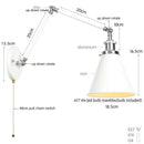 Axyaa Industrial Lens Vintage Loft Wall Lamp with Swing Arms and Pull Chain Switch