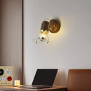Axyaa Retro Walnut LED Glass Wall Lamp with Switch for Bedroom, Balcony & Aisle Decor