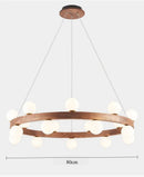 Axyaa Modern Walnut Chandelier LED Pendant Light for Home Décor