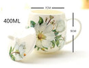 Axyaa Camellia Painting Bone  Personalized Tea Mug with Spoon, European Ceramic Cup