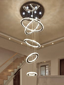 Luxury Crystal Staircase Chandelier by Axyaa: Rings Design for Villa Lobby Indoor Lighting
