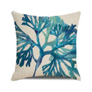 Axyaa Coral Marine Life Watercolor Cushion Cover Ocean Fish Linen Pillowcase