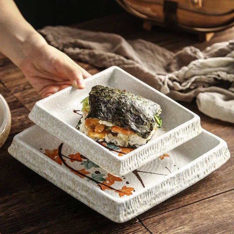 Axya Ceramic Plate Set: Simple & Elegant Japanese Style for Home Dining