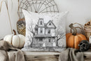 Halloween Skulls Witch Hat Patterned Pillow Cover by Axyaa for Sofa, Bedroom, Car