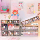 Acrylic Desk Organizer Set by Axyaa: Transparent Storage Box for Students with Cute Stickers