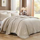 Axyaa Linen/Cotton Queen Quilt Set, Lightweight Diamond Stitch Bedspread Coverlet