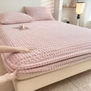 Axyaa Coral Velvet Fitted Sheet - Winter Warm Mattress Cover - Single/Queen/King Size