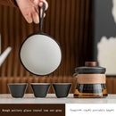 Axyaa Ceramic Tea Set: Pot, 3 Cups, Travel Bag - Minimalist Outdoor Souvenir Pack