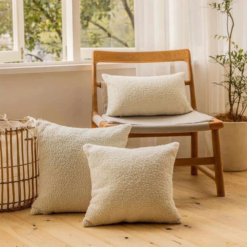 Axyaa Nordic Plush Pillow Cover 45x45 for Cozy Sofa Living Room Decor