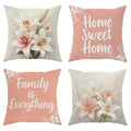Velvet Throw Pillow Covers with Quotes & Floral Designs - Soft Pink & White - Axyaa
