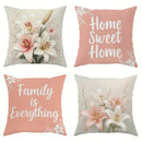 Velvet Throw Pillow Covers with Quotes & Floral Designs - Soft Pink & White - Axyaa