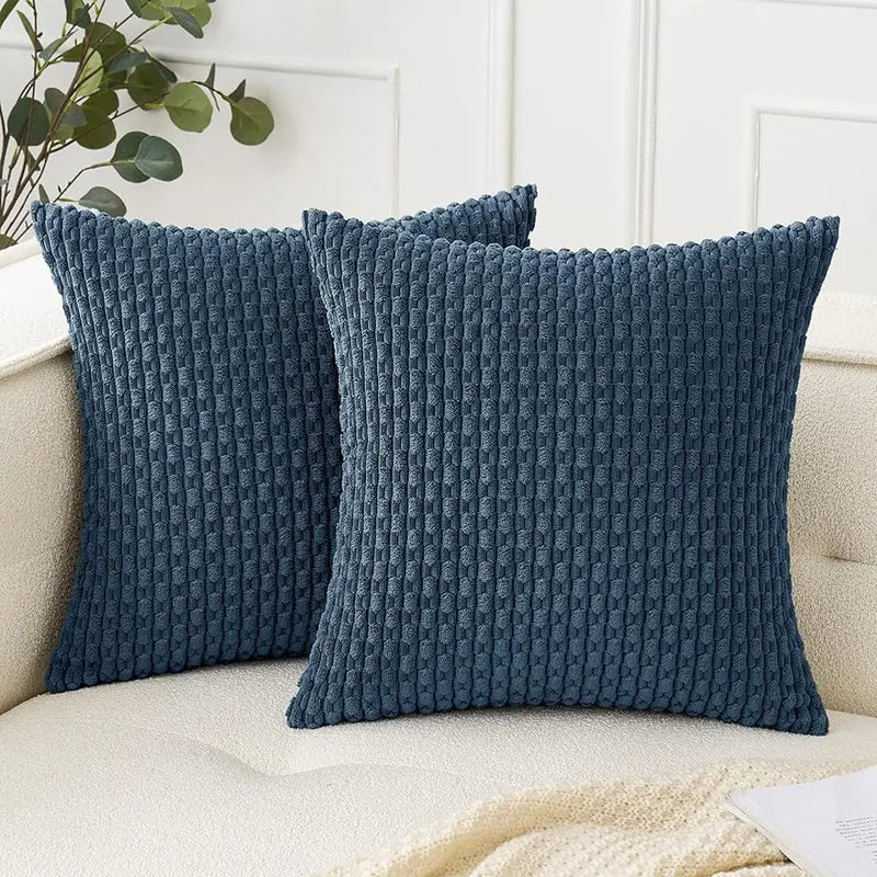 Axyaa Soft Corduroy Throw Pillow Covers 18x18 Inch for Farmhouse Home Décor