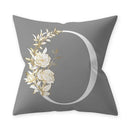 Axyaa Grey Flowery Print Alphabetic Cushion Cover for Home Sofa Decor 45x45cm