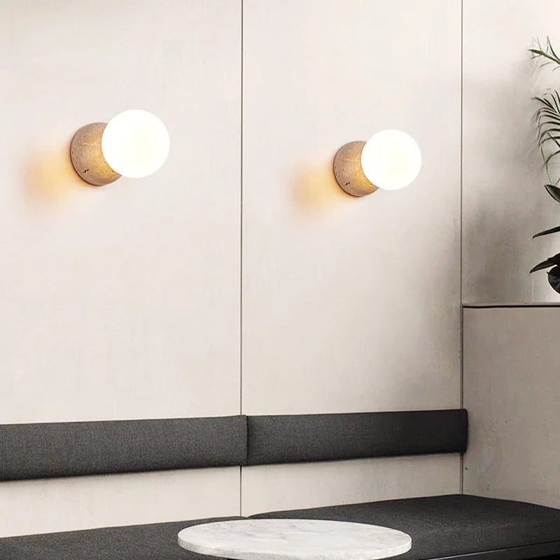 Axyaa White Glass LED Wall Lamp - Modern Nordic Living Room Kitchen Bathroom Light