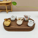 Axyaa Mini Ceramic Flower Pot Vase Landscape Ornament Dollhouse Accessories