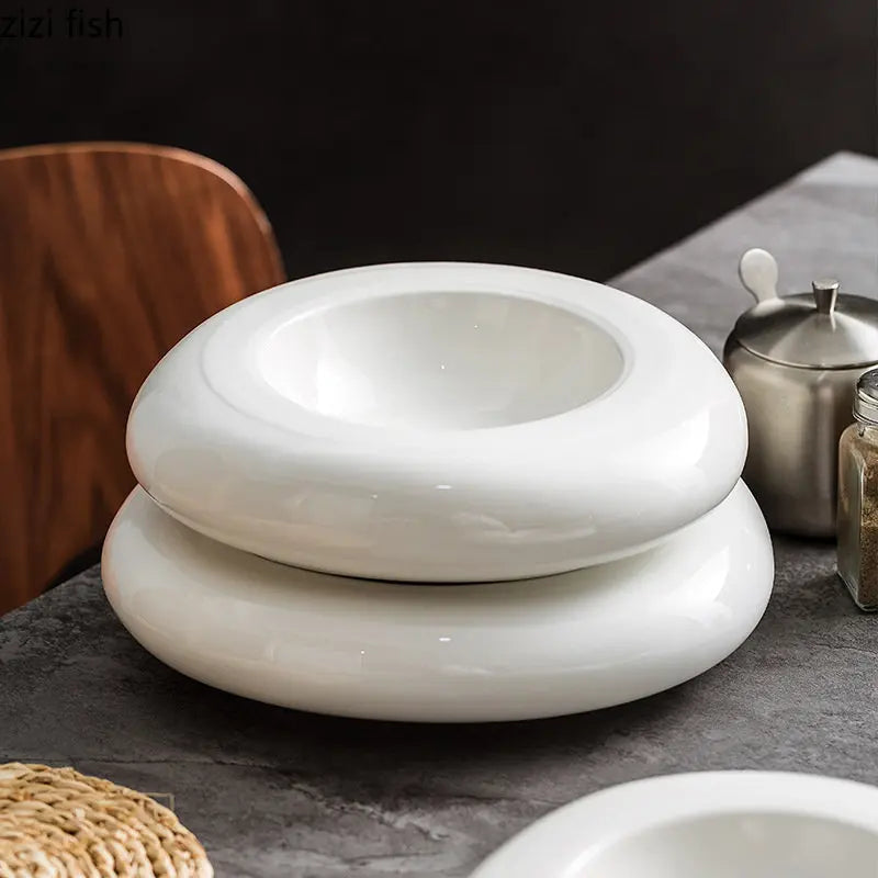 Axya Ceramic Dinner Plate Set - Solid Color Tableware for Restaurant and Home