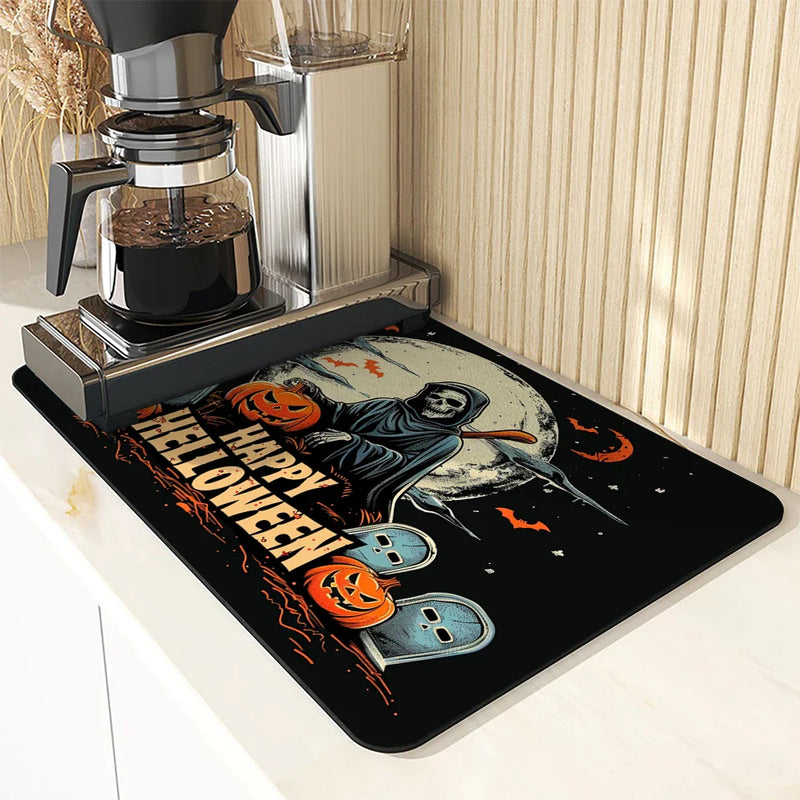 Axyaa Halloween Drying Mat - Absorbent Placemat for Table Cup Drying