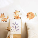 Axyaa Fox Friend Clouds Wall Decal Watercolor Vinyl Nursery Print Kids Room Decor