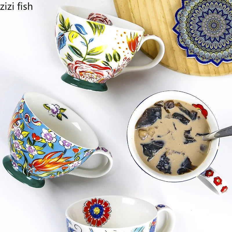 Axya Hand-painted Ceramic Coffee Mug with Creative Pattern