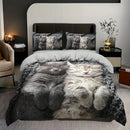 Axyaa Cat Print Duvet Cover Set - Soft Breathable Polyester Bedding for All Seasons