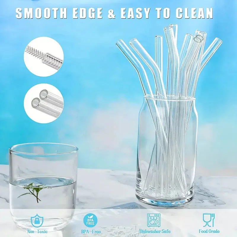 Axyaa Glass Straws: Creative, High-Temperature Resistant Straws for Juice, Milk, Coffee, Cola