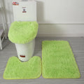 Axyaa 3 Piece White Bathroom Rugs Sets Non-Slip Bath Mats Lid Cover Contour Mat