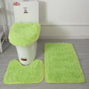 Axyaa 3 Piece White Bathroom Rugs Sets Non-Slip Bath Mats Lid Cover Contour Mat
