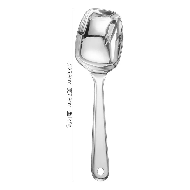 Axyaa Stainless Steel Ice Scoop Shovel with Long Handle, Kitchen Serving Spoon