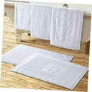Axyaa White Cotton Bathroom Mat - Non-slip, Water Absorbent, 50*80cm