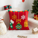 Axyaa Santa Claus Cartoon Embroidered Christmas Pillow Cover - Holiday Decor