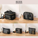 Axyaa Mesh Makeup Bags Set: Black&Heart Portable Cosmetic Pouches, 5pcs