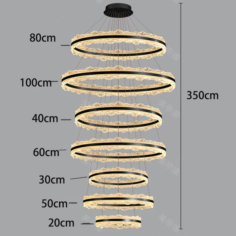 Axyaa Staircase Chandeliers: Modern LED Pendant Lamps for Living Room Lighting