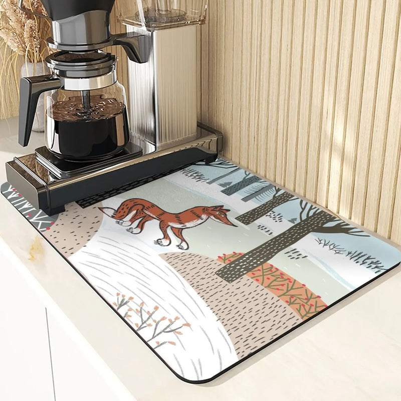 Axyaa Monkey Pattern Diatomaceous Earth Coasters: Stylish Cup Placemats & Coaster Set