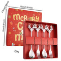 Axyaa Gold Christmas Cutlery Set - 4Pcs Stainless Steel Dinnerware with Gift Box