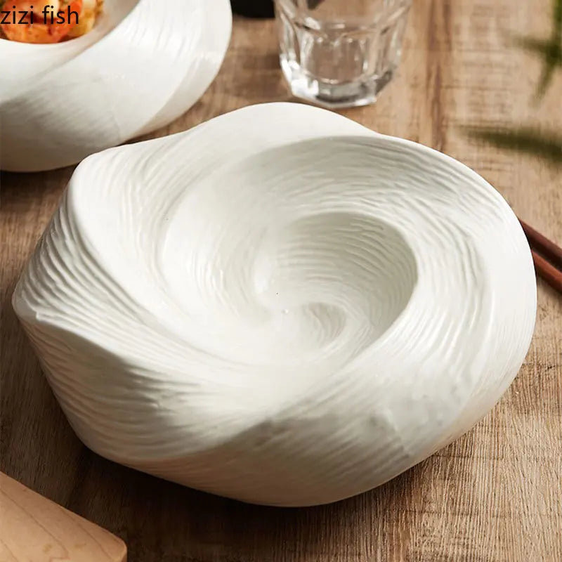 Axya Ceramic Dinner Dessert Plate Set Solid Color Tableware